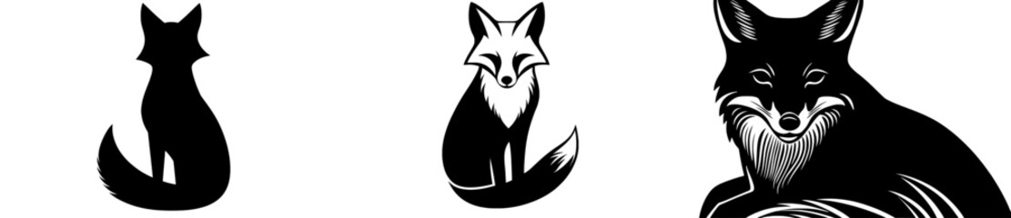 Modern fox walking silhouette icon on a white background