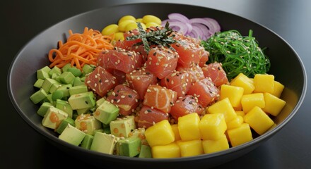 Vibrant Hawaiian Poke Bowl fresh salmon avocado mango a delicious healthy meal