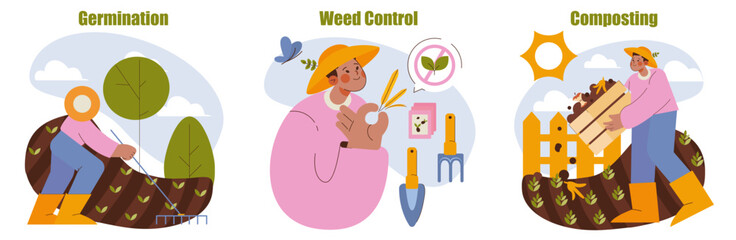 Horticulture. Flat Vector Illustration