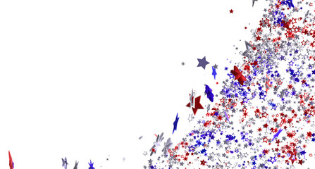 Red, white, and blue stars burst. Perfect for 4th of July, Memorial Day, or any patriotic celebration.