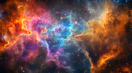Fototapeta premium Inner life of cosmic dust clouds and nebulas in the night sky