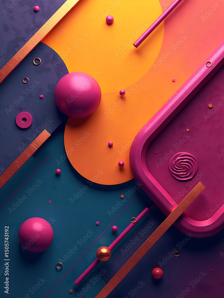 Aufkleber geometric shapes colors dynamic abstract background metallic accents vibrant color gradient