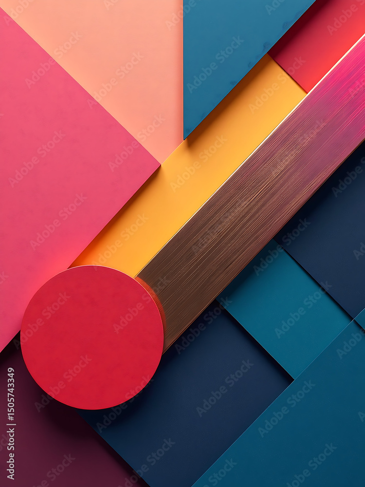 Poster geometric shapes colors dynamic abstract background metallic accents vibrant color gradient