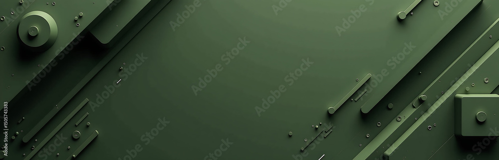 Poster geometric shapes lines create futuristic dark olive green background effect inspired military khaki