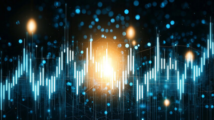 Abstract financial chart with glowing elements, representing data trends and analytics digital environment. vibrant colors evoke sense