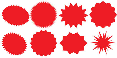 Starburst promo black sticker shape vector sale splash set. Blank starburst speech bubbles set with different color isolated on white background. Vector illustration.