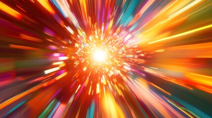 Obraz premium Stunning colorful explosion of light with bright rays and dynamic patterns creating a mesmerizing abstract visual