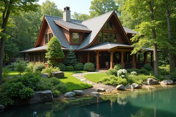 Obraz premium Harmonizing Home and Nature: Real Estate Property Photos showcasing seamless integration with the environment