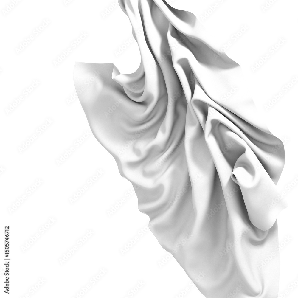 Leinwandbilder close-up of a white fabric with soft folds and creases. the abstract texture creates a smooth and el