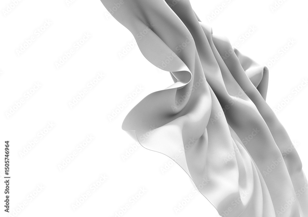 Poster Close-up of a white fabric with soft folds and creases. The abstract texture creates a smooth and elegant background.