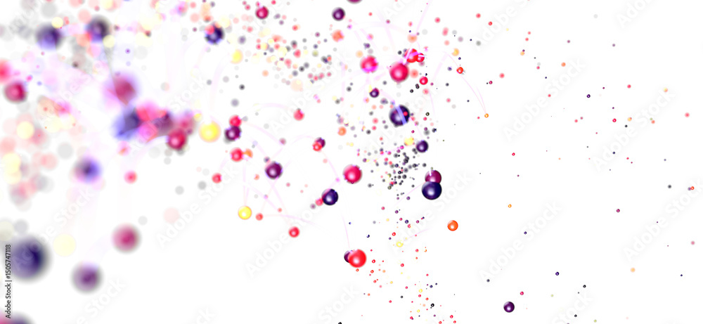 Poster vibrant, dynamic particle motion. ideal for tech, energy, or design projects.