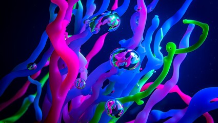 Vibrant Abstract Art Neon Color Explosions and Liquid Drips