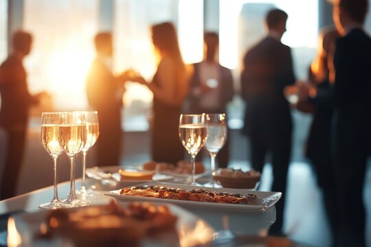 Blurred Business People at Elegant Office Party
