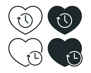 Lifetime, heart with time icon. Illustration vector