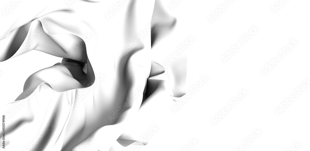 Aufkleber Close-up of a white fabric with soft folds and creases. The abstract texture creates a smooth and elegant background.