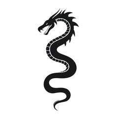 Obraz premium Majestic black dragon silhouette coiled design