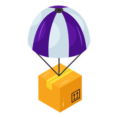 An icon design of parachute delivery