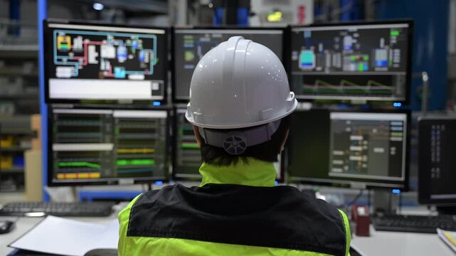 Engineer working at control room,Manager control system,Technician man monitoring program from a lot of monitor