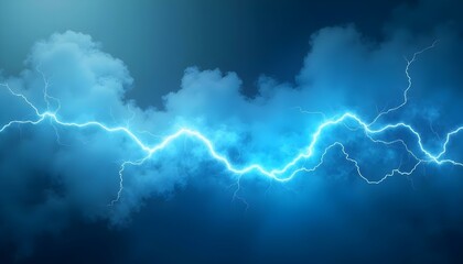 Dramatic Blue Lightning in Stormy Sky Background