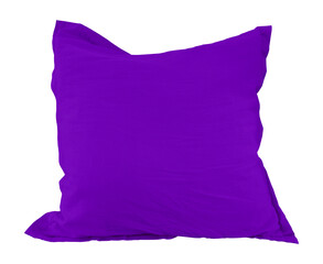 purple square cushion isolated on background with clipping path. blank violet pillow. empty cushion for your design.