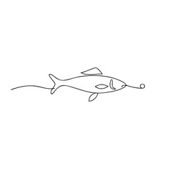 Single line drawing of a fish swimming