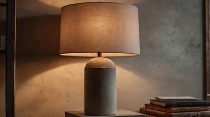 Modern Minimalist Table Lamp with Concrete Base and Warm Light
