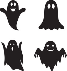 ghost logo set, ghost vector illustration set, ghost icon, ghost silhouette vector isolated on white background