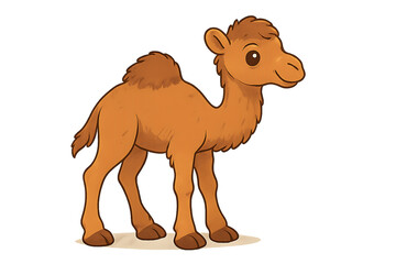 A cute and adorable baby camel commonly used as a design element.