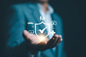 The concept of insurance represents various types of insurance such as insurance, travel, benefits,...