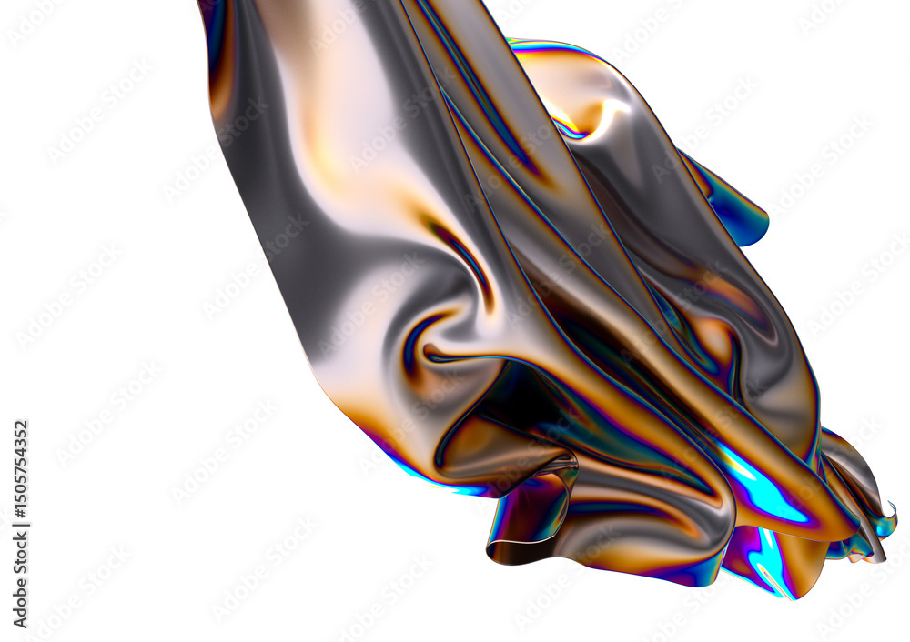 Poster abstract iridescent folds of metallic fabric a symphony of colors and shapes
