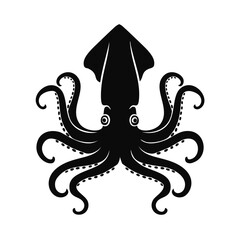 Black silhouette of a squid ocean creature