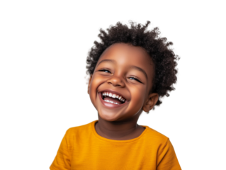 Portrait of happy little kid laughing,PNG,clipart,transparent background,copy space,web banner.