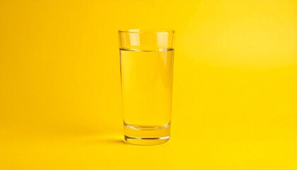 water glass  on yellow background