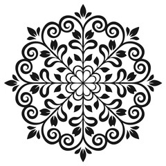 Obraz premium Elegant black and white floral mandala design