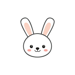 Adorable cartoon bunny rabbit head illustration