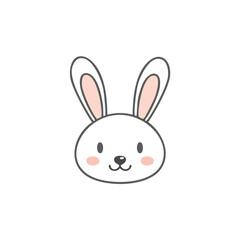 Adorable cartoon bunny rabbit head illustration