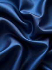 Obraz premium navy blue satin texture beautiful soft wavy folds dark elegant shiny fabric