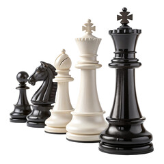 Black and white chess pieces on a board, symbolizing game strategy and competition