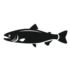 Black silhouetted salmon fish icon graphic