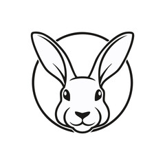 Adorable rabbit face in circle line art design