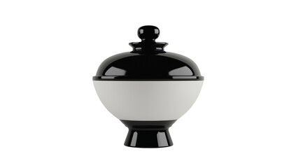 Elegant, two-toned urn with a black domed lid, white midsection, and black base.  Smooth, glossy finish