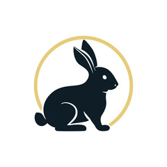 Elegant silhouette of a rabbit in a circle