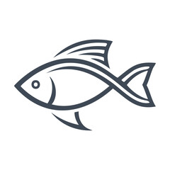 Stylish line art fish design icon symbol