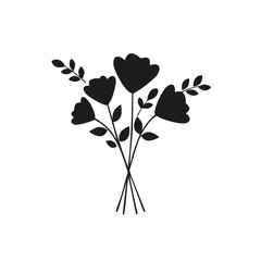 Simple silhouette bouquet of flowers minimalist design