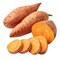 Freshly isolated organic potatoes, carrots, and pumpkins are healthy raw root vegetables