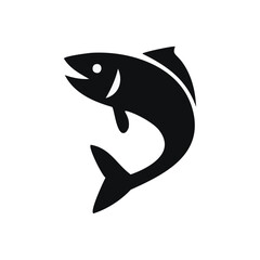 Leaping fish silhouette aquatic animal icon design