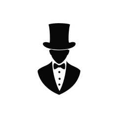 Elegant gentleman silhouette top hat bow tie formal wear
