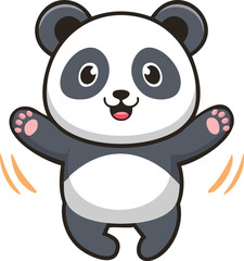 Happy panda bear cartoon character welcoming