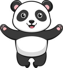 Naklejka premium Adorable happy panda bear cub cartoon illustration