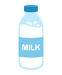 Glass milk bottle cartoon flat illustration